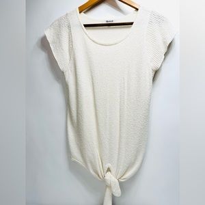 Madewell cream flutter sleeve top with tie front in size xxsmall STYLE #…